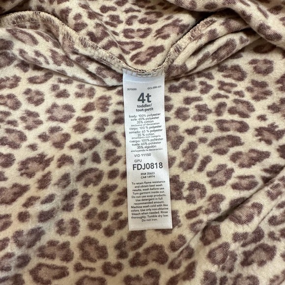 NWT, Carter One Piece Fleece Animal Print Girls Sz 4T w/Kitty Cat Feet - Picture 13 of 13